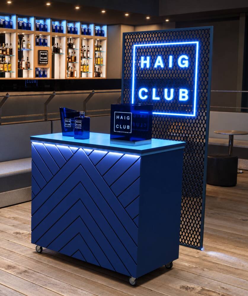 Bar mobile Haig Club bleu nuit